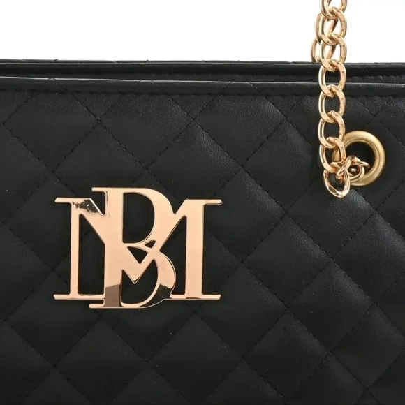 Badgley Mischka Black Quilted Tote with Gold Accents - Picture 5 of 5